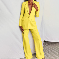 Damenanzug mit Blazer und Hose für Festliche Anlässe - Eleganter Damen Anzug – Gelb