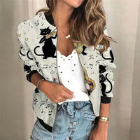 Damenjacke Winter Bomberjacke Mit Blumen-Print Vintage Stil Reißverschluss für Herbst und Winter – Stil 5