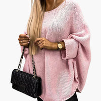 Damen pullover mit U-Boot-Ausschnitt und langen Ärmeln – Rosa