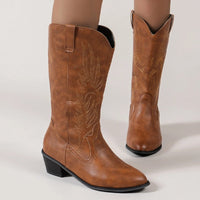 Damenstiefel Cowboy-Style mit Arch Support und Boho-Print – Orthopädische Stiefel für Stil und Komfort – Braun