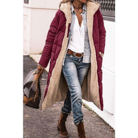 Leyveria | Fleece & Lässiger Kapuzenmantel – Blau – Bordeauxrot