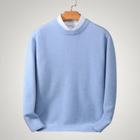 Maximilian | Herren Klassischer Rundhals-Strickpullover – Hellblau