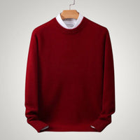 Maximilian | Herren Klassischer Rundhals-Strickpullover – Rot