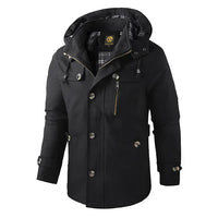 Tyron | Eleganter Trenchcoat mit Kapuze für Herren – Schwarz