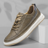Klassische Leder-Sneakers – Olivbraun