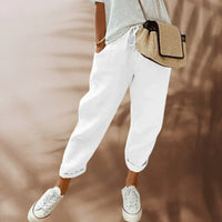 Frankie | Damen Leinenhosen – Weiß