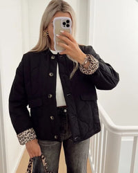 Heidi-Mode | Trendy Jacke mit Leopardenfutter – Schwarz