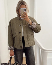 Heidi-Mode | Trendy Jacke mit Leopardenfutter – Grün