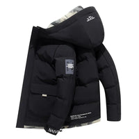Renji | Herrenjacke mit fester Kapuze, dick und warm – Schwarz