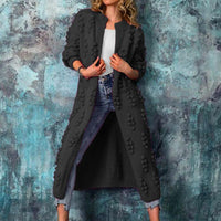 Laura | Lange Strickjacke Trenchstil – Schwarz