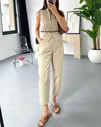 Elegantes Damen Zweiteiler Set - Modernes Design mit Komfort – Khaki