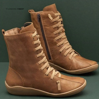 Norenee | Hochwertige, wasserdichte Damen-Winterstiefel aus Leder mit Schnürung und seitlichem Reißverschluss – Marron
