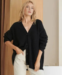 Denisse - Fashionable Gestrickte Strickjacke – Schwarz