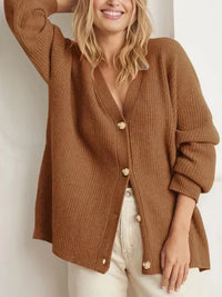 Denisse - Fashionable Gestrickte Strickjacke – Braun