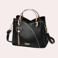 Elegante Damenhandtasche aus stilvollem veganem Leder – Schwarz