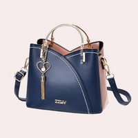 Elegante Damenhandtasche aus stilvollem veganem Leder – Dunkelblau
