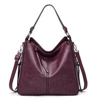 Elegante Ledertasche für Damen – klassische Lederhandtasche mit Abnehmbarem Schulterriemen – Lila