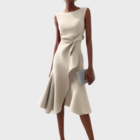 Elegantes Asymmetrisches Midikleid Damen – Festliche Kleider Für Hochzeitsgäste Und Besondere Anlässe – Creme