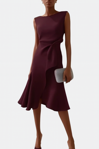 Elegantes Asymmetrisches Midikleid Damen – Festliche Kleider Für Hochzeitsgäste Und Besondere Anlässe – Burgunder