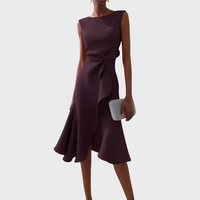 Elegantes Asymmetrisches Midikleid Damen – Festliche Kleider Für Hochzeitsgäste Und Besondere Anlässe – Dunkelviolett