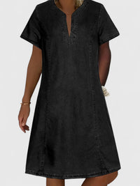 Elegantes Sommerkleid für Frauen | A-Linien-Silhouette mit V-Ausschnitt – Schwarz
