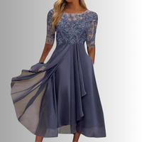 Elegantes Spitzenkleid Damen – Festliche Kleider für Hochzeitsgast und Besondere Anlässe – Lila
