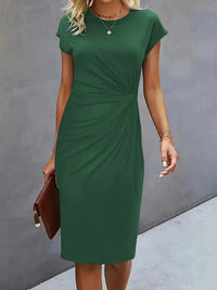 Lea | Klassisches Rundhals-Kleid für Damen – Grün