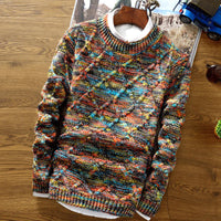 Herren Grobstrickpullover | mit Strickmuster und langen Ärmeln – Mehrfarbig