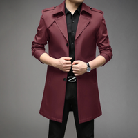 Eleganter Herren Trenchcoat – Klassischer Mantel mit Schulterdetails – Rot