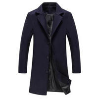 Herren Wintermantel - Eleganter Wollmantel mit warmer Fütterung für Business & Freizeit – Dunkelblau