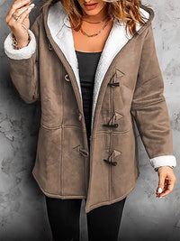 Kuscheliger Toggle-Mantel mit Sherpa-Futter für Frauen – Braun