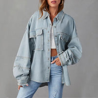 Weite Jeansjacke aus Baumwolle – Blau
