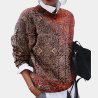 Damen Rundhalsausschnitt Strickpullover | Lässig – Schwarz