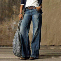 Damen Baggy Jeans Locker Geschnitten | High Waist 5-Taschen – Blau