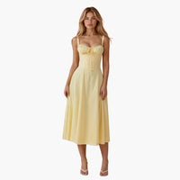 Elegantes Damen Taillenkleid – Hellgelb