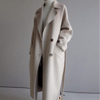 Eleganter Damen Wollmantel Lang - Zeitlos & Warm – Beige