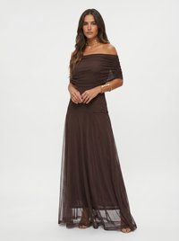 Kaida - Drapiertes Carmen-Kleid – Dunkelbraun