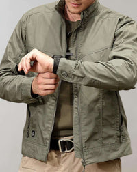 Leichte Herren-Sommerjacke mit Reißverschluss – Militärgrün