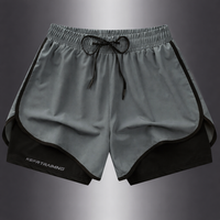 Geometrische Sportshorts für Damen – Stylisch und atmungsaktiv für Fitness und Laufen – Grau