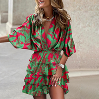 Chloe | Stylisches Minikleid – Grün Blume