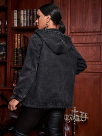 Keytaela | Elegante Denim-Jacke mit Kapuze und Reißverschluss – Grau