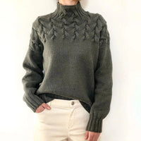 Hochgeschlossener Pullover aus Zopfstrick für Frauen – Grau