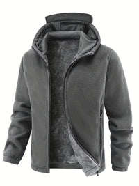Liavyn | Lässige Fleece-gefütterte Herren-Kapuzenjacke – vielseitig, mit Reißverschluss, lange Ärmel – Grau