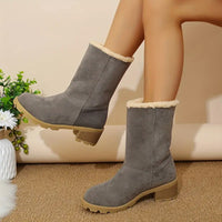 Ellafyr | Schicke Winterstiefel für Frauen - Warme, schlankmachende Kunstfell-Stiefel – Grau