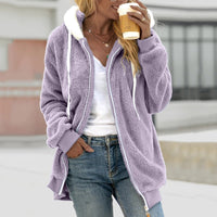 Korvyn | Fleece-Cardigan | Kuschelige Kapuzenjacke für Frauen – Lila