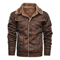 Klassische Sherpa-gefütterte Jacke für Männer – Kaffee