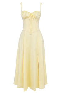 Amara - Florales Midi-Kleid – Gelb