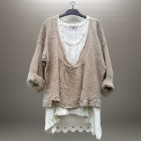 Bequeme Damen Langarm-Shirts 2er Set Casual – Beige