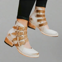 Zinnia | Vintage Lederschuhe mit Schnalle – Weiß