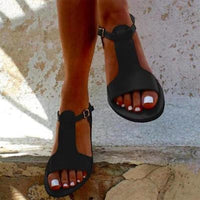 Damen Klassische Flache Sandalen – Schwarz